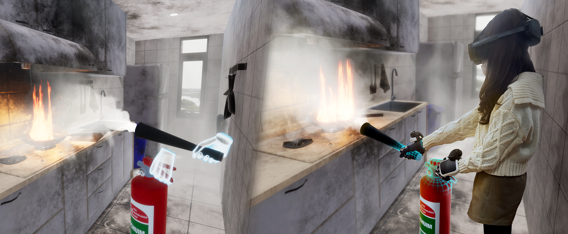 VR觸覺手套應用產品 – VR滅火訓練